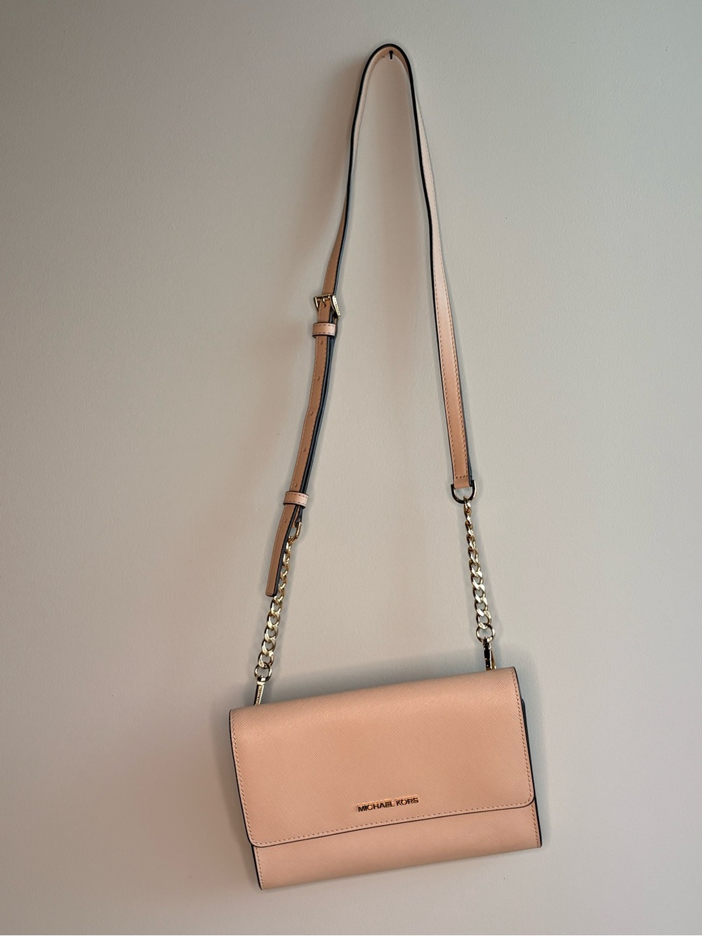 Michael Kors Blush Pink Crossbody Purse Handbag with Matching Wallet Wristlet